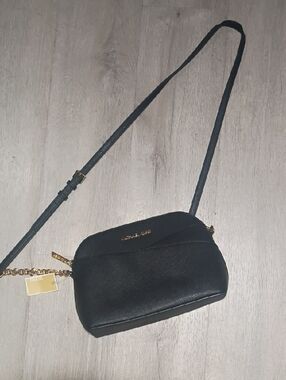 Michael Kors Black Leather Crossbody with Gold Hardware